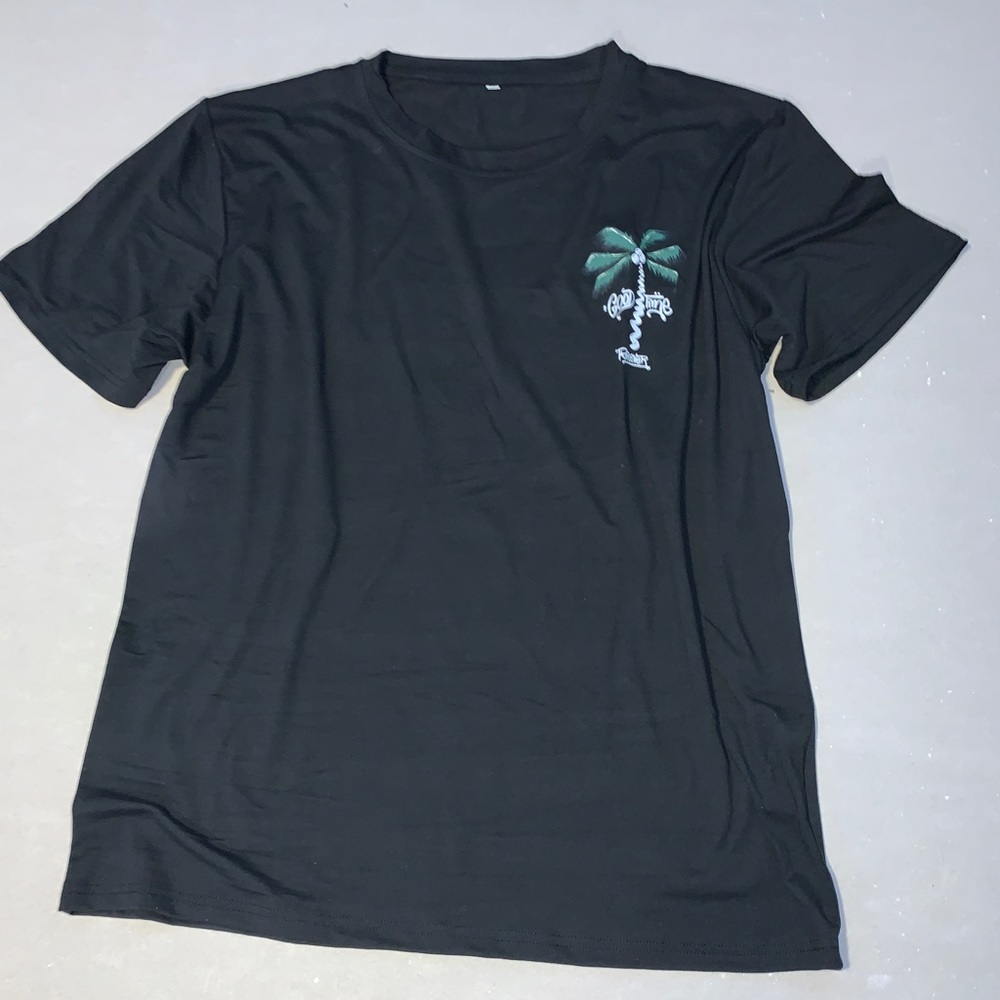 Good times Medium tropical tree black graphic T-shirt